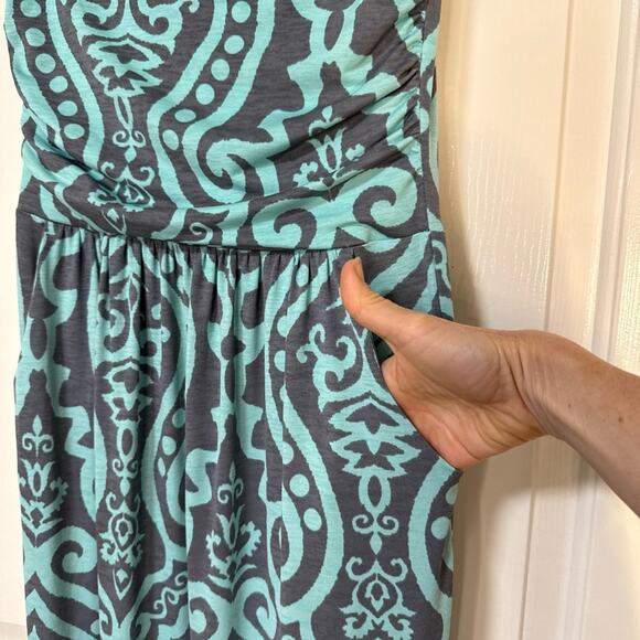 Vanilla Bay Women's Strapless Full Length Maxi Dress Teal Gray Size S - Picture 4 of 5